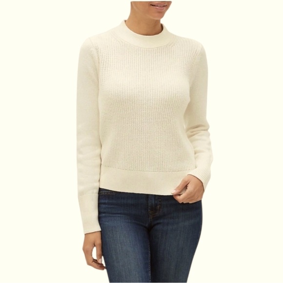 Banana Republic Factory Chunky Stitch Mock Neck Sweater Women’s Size Small Cream - Picture 1 of 9